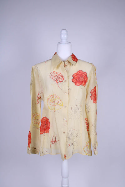Oscar De La Renta linen/silk top - Medium