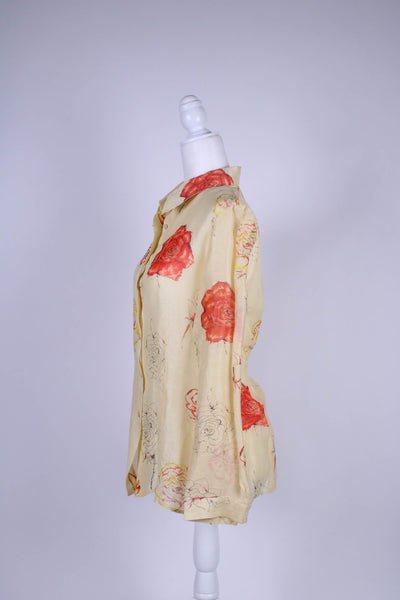 Oscar De La Renta linen/silk top - Medium
