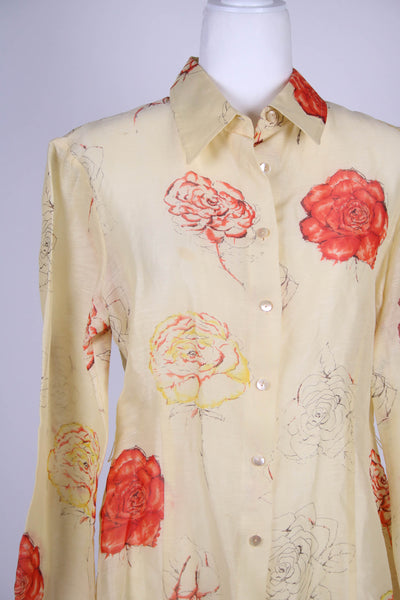 Oscar De La Renta linen/silk top - Medium