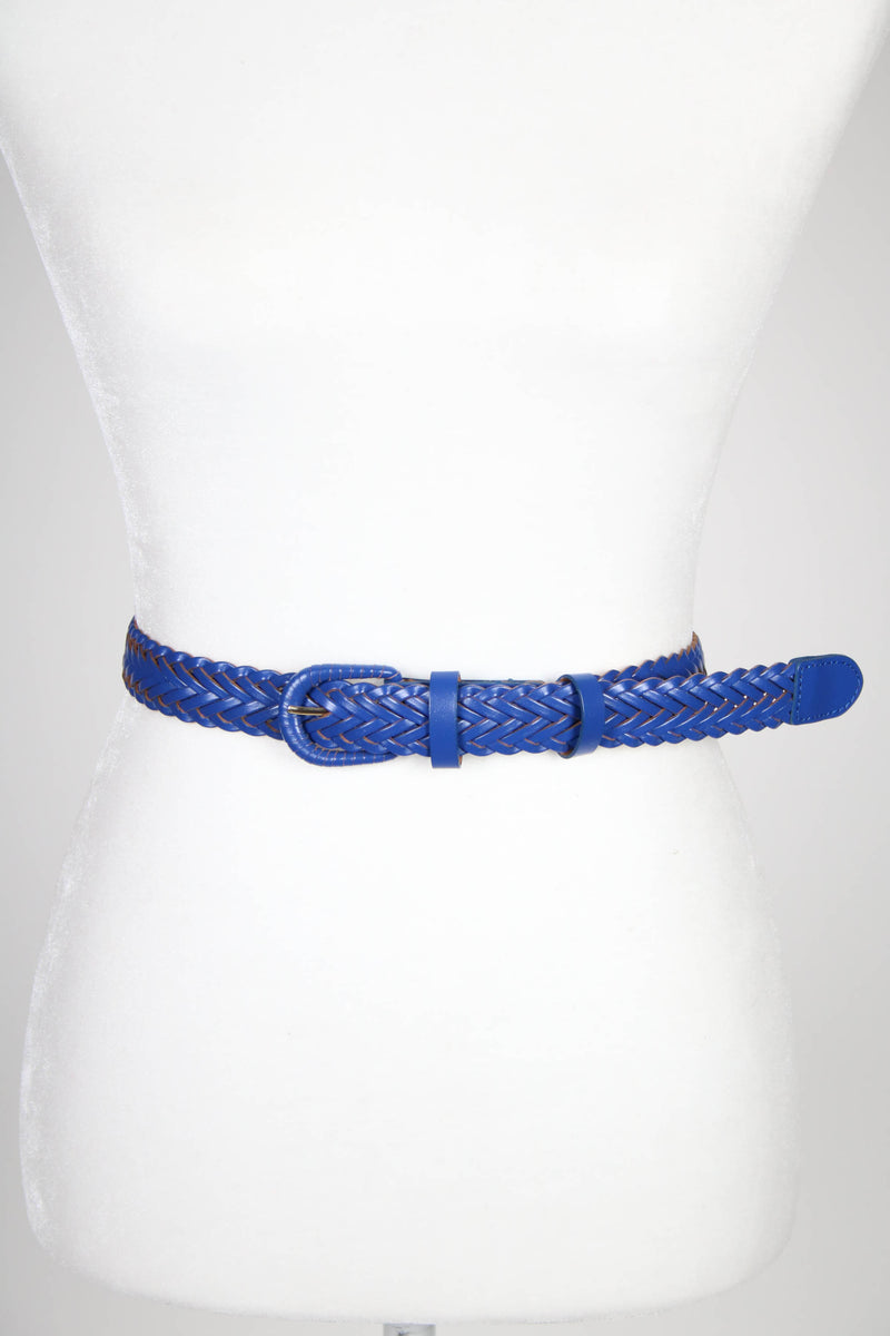 Blue leather braided belt – Fifth & Vintage display picture 3