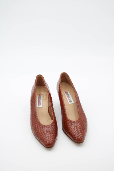 Bandolino brown leather kitten heel pumps | 8M