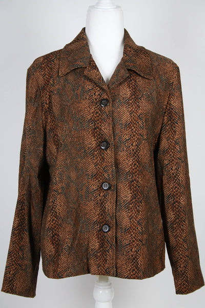 70's snake print button down top | Medium