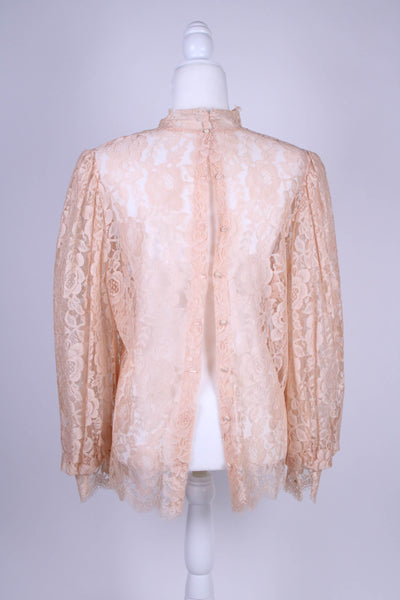 Vtg Lace long sleeve top jewel embellished  - Medium