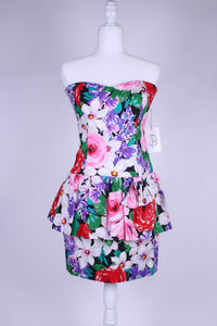 80’s strapless floral dress - medium