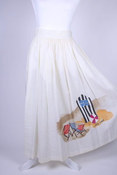 80's beach motif midi skirt - Medium/Waist 28"
