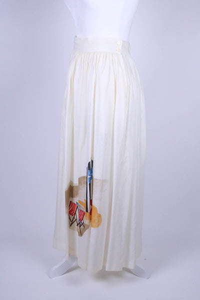80's beach motif midi skirt - Medium/Waist 28"