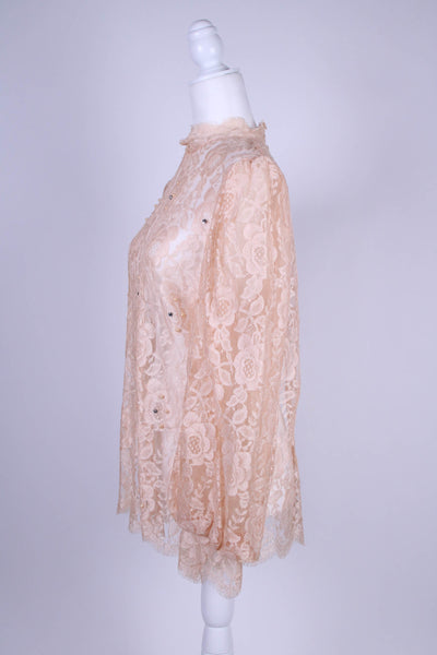 Vtg Lace long sleeve top jewel embellished  - Medium